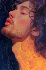 A mesmerizing blend of wave-like textures and flame-inspired colors creating a visually stunning abstract artwork.