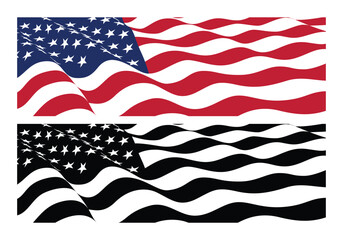 Nicely drawn waving American flag.