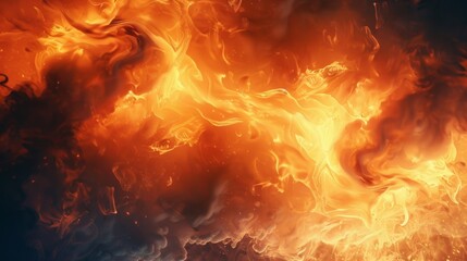 A close up of a fire and flames with some smoke, AI