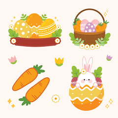 Flat Easter Day Vector Collection Set