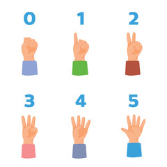 Finger counting showing numbers zero one two three four and five