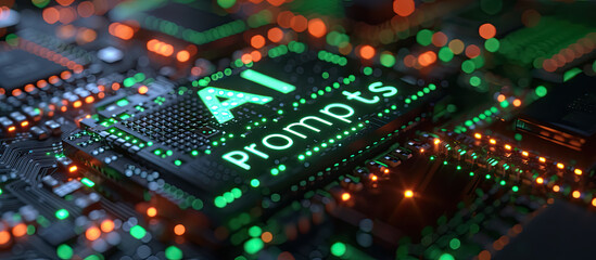 Electronic circuit with the phrase "AI Prompts" printed on it