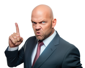 Business man serious emotions in transparent background