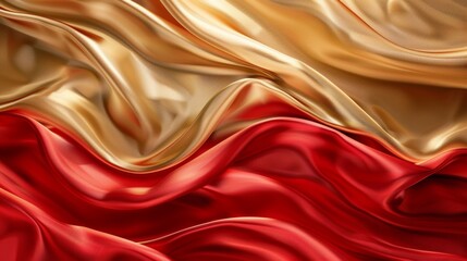 A close up of a red and gold silk fabric, AI - Powered by Adobe