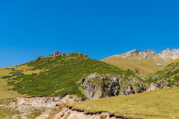 The beautiful scenery of the grasslands along the Duku Highway in Xinjiang, China