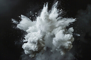 Explosion of white powder against dark background - obrazy, fototapety, plakaty
