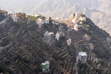 View of hilly Fayfa town, Saudi Arabia