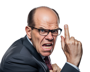 Business man serious emotions in transparent background