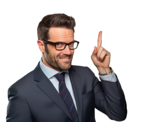 Business man serious emotions in transparent background