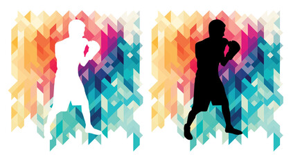 Boxer colorful icons on a transparent background