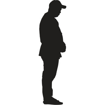 Silhouette of a man wearing a ball cap