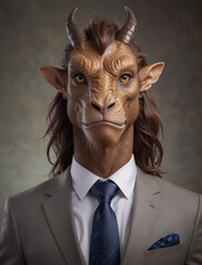 Elegant Chimera in Suit and Tie with Professional Lighting Gen AI