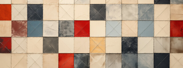 Geometric Abstract Tile Wall in Warm Tones
