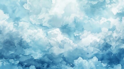 Fluffy, spreading clouds on a blue background. generative ai