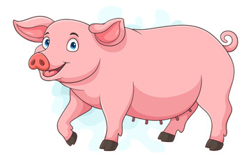 Obraz na płótnie Canvas Cartoon pig isolated on white background