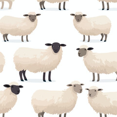 Sheep cute animal seamless pattern illustration