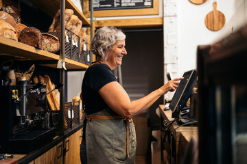 Female owner local business bakery.