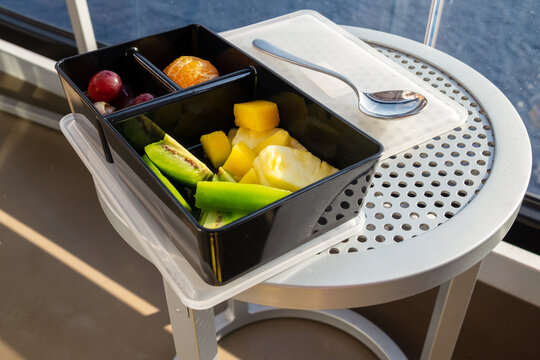Fruit breakfast on the cruise ship terrace