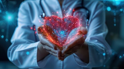 Fototapeta premium World Heart Day concept, Healthcare and medical, doctor doing symbol showing heart hands shape, Medical love, care safety, Medical technology, family and life, financial health insurance savings