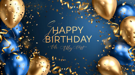 luxury happy birthday greeting template with balloon