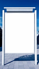 Large blank billboard outdoor in park for design and advertising. Vertical empty board on a stand, business and advertising concept