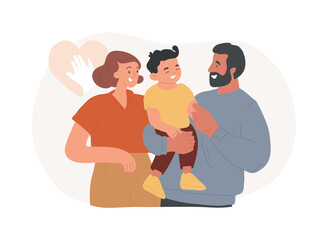 Parental responsibility isolated concept vector illustration. Rights responsibilities, social roles, cooking dinner, doing homework, child care, happy family, playing together vector concept.