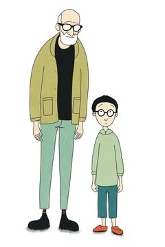 grandpa and niece illustration