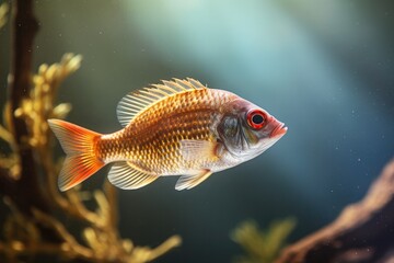 Fototapeta premium A fish that is swimming in some water. Generative AI.