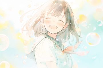 かわいい女子学生のイラスト「AI生成画像」