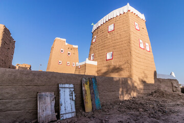Traditional adobe houses in Dhahran al Janub, Saudi Arabia
