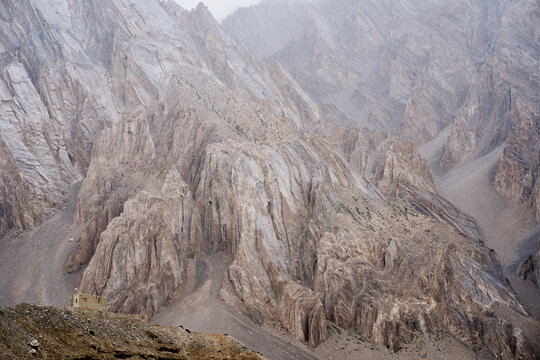 Fog mountain in Ladakh, India.