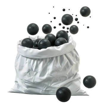 Hockey balls falling from hole in the bag, PNG no background image