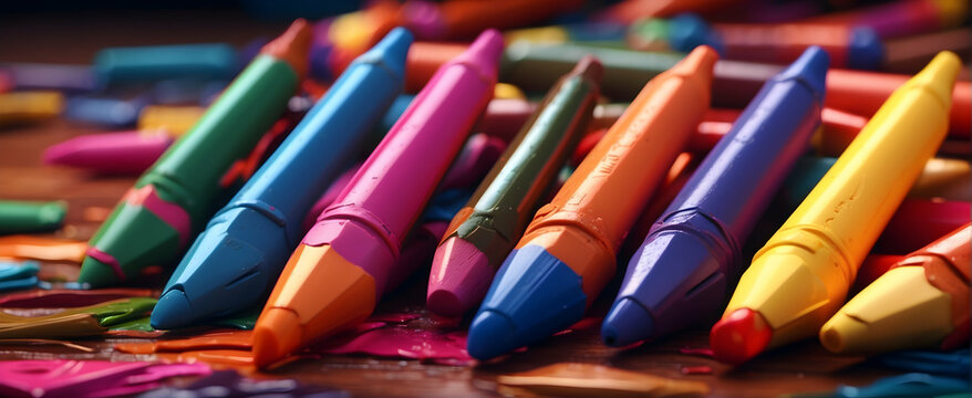 A creative arrangement of broken and whole crayons invoking a sense of inspiration and artistic chaos
