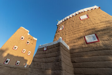 Traditional mud-brick houses in Dhahran al Janub, Saudi Arabia