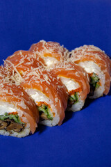 sushi roll with fresh fish seafood and rice