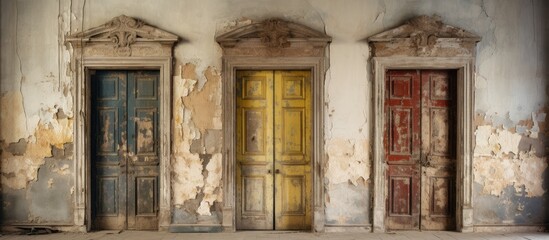 Fototapeta na wymiar Aged doors in vacant building