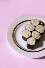 sushi roll with fresh fish seafood and rice