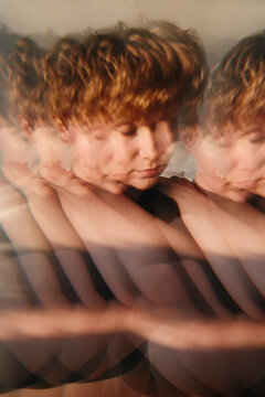 Calm portrait of woman with kaleidoscope effect