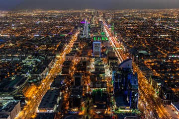 Fototapeta na wymiar Evening aerial view of Riyadh, capital of Saudi Arabia
