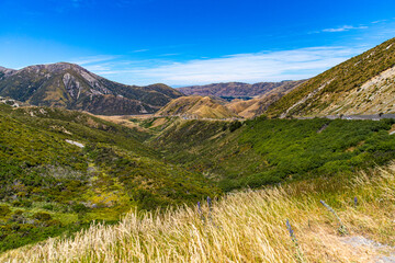 panorama of porters pass with famous road across the new zealand south island from canterbury to west coast