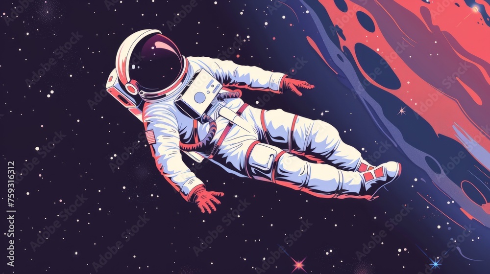 Wall mural astronaut floating in space generative ai