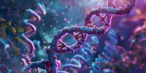  dna strands profiling, Gorgeous genetic backdrop , Colorful DNA molecule. Concept image of a structure of the genetic code  - Powered by Adobe