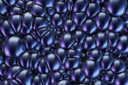Dark blue metallic bubbles texture background.