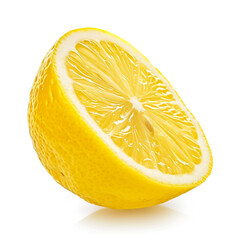 Lemon half isolate on white. Cut lemons side view on white. Set of lemon slices. Clipping path.
