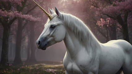 Obraz na płótnie Canvas Beautiful unicorn in a magical forest Created With Generative Ai