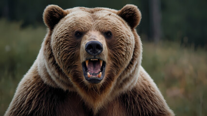 Obraz premium Angry bear Created With Generative Ai