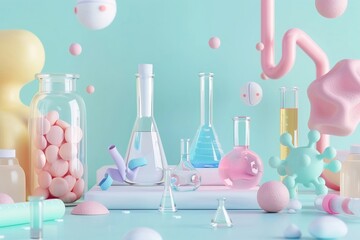 Innovation knows no bounds as scientists delve into uncharted territory. pastel colors background 3D Animation