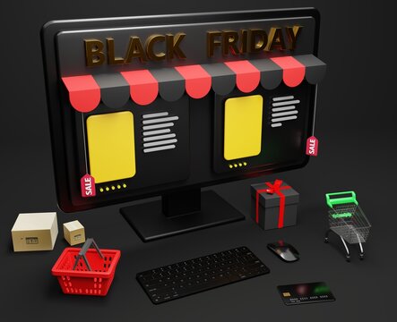 Digital e-commerce website Black Friday shopping concept