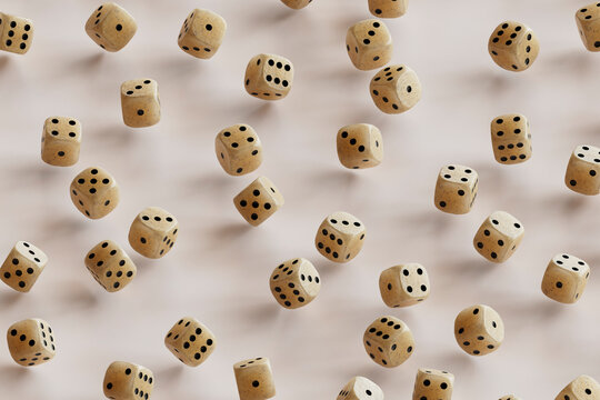 many dices on pink background