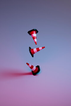 still life of traffic cones in 3d